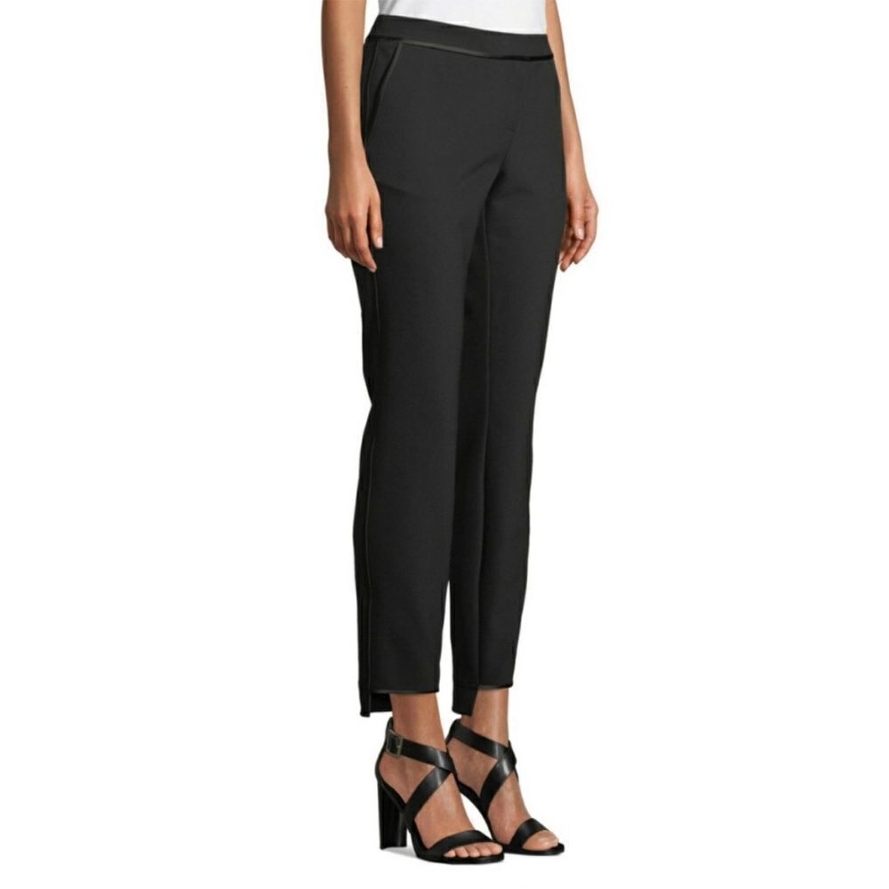 Lafayette 148 Black Manhattan Step Hem Pants Contemporary Feminine Work Career